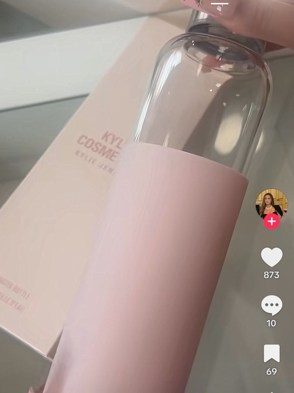 Kylie Cosmetics Pink Glass Water Bottle with Silicone Sleeve
